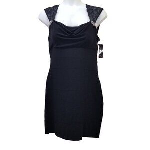 Cachet 16 Black Lace Formal LBD Little Black Dress Sheath Party Cruise